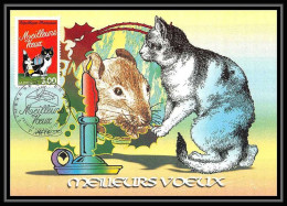 4956/ Carte Maximum (card) France N°3123 Meilleurs Vœux Chat Cat Rat Mouse édition Cef Fdc 1997 - 1990-1999
