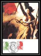 4498/ Carte Maximum (card) France N°2615/2616 Type Liberté De Delacroix édition Empire Fdc 1990 - 1990-1999