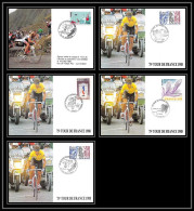 4421/ Carte Postales Postcard France Lot De 5 Documents Différents Vélo Cycling Tour De France 1988 - Gedenkstempel