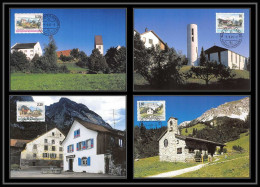 Liechtenstein - Carte Maximum (card) 2074 - N° 1203/1206 VILLAGES 2001 Dorfansichten Malbun Balzers Bendern Schellenberg - Maximum Cards