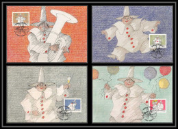 Liechtenstein - Carte Maximum (card) 2031 - N° 1114/1117 CLOWNS 1998 Clown Mit Dame ...cirque Circus - Maximum Cards