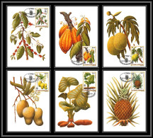 5851 Carte Maximum (card) S Tome E Principe Mi N°744/749 Fruits Fruts 1981 Ananas Café Cacao Mangue Fdc Coffee - Frutas