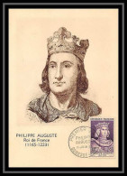 5805/ Carte Maximum France N°1027 Philippe Auguste Roi De France King 1955 Fdc édition Le Marigny - 1950-1959