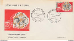 Chad , Tchad, 1966 Prehistoric Human,fossil, Skull, Tchadanthropus Uxoris, FDC - Prehistorics