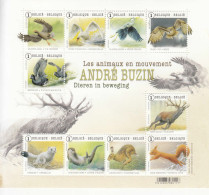 2015 Belgium Animals In Motion Art Buzin Mammals Birds Miniature Sheet Of 10  MNH @ BELOW FACE VALUE - Unused Stamps