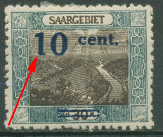 Saargebiet 1921 Saarschleife Mit Aufdruckfehler 72 AF II Mit Falz - Ungebraucht