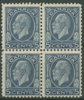 Kanada 1932 König Georg V. 5 Cents 166 A Viererblock Postfrisch, Haftstellen - Ongebruikt