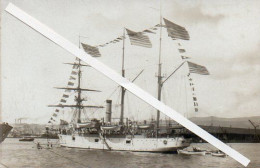 4V5Hy  Carte Photo Voilier USS Newport PG 12 Marine USA (1897/1906) Puis Navire école De 1907 à 1934 - Sailing Vessels