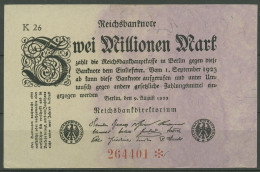 Dt. Reich 2 Millionen Mark 1923, DEU-115b FZ K, Leicht Gebraucht (K1269) - 2 Millionen Mark