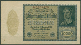 Dt. Reich 10000 Mark 1922, DEU-78a, Gebraucht, Kl Loch (K1443) - 10.000 Mark
