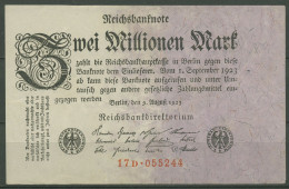 Dt. Reich 2 Millionen Mark 1923, DEU-115c FZ D, Leicht Gebraucht (K1273) - 2 Mio. Mark