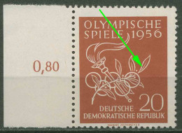 DDR 1956 Olympische Sommerspiele Plattenfehler 539 F 11 Postfrisch, Randstück - Errors & Oddities