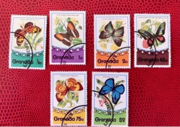 Grenada Grenadines 1975 6 V Oblitérés Mi 693 A 700 Farfalle Papillons Butterflies Mariposas Schmetterlinge - Vlinders