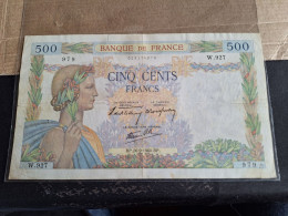 500 Franc Banknote LA PAIX-BP-26 - 9 - 1940 FRANCE W.927 -TB - Autres - Europe