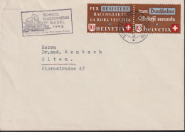 1942 Schweiz Brief ⵙ Flagge: Mustermesse Basel, Zum: CH Z33d, Mi:CH W Zd 5 Altstoffverwertung. It- Dt - Storia Postale