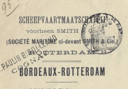 1912  NAVIGATION CONNAISSEMENT SCHEEPVAARTMAATSCHAPPIJ  Sté Maritime Rotterdam  > Bordeaux à Bergen Norvège  Eau De Vie - 1900 – 1949