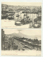 2 CARTOLINE, NAPOLI - VIA MARINA E VESUVIO + PORTO PRIMI 900 - NV  FP - Napoli (Napels)