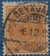 Island 1882 3 Aur Perforation 14:13½ Cancelled - Usati