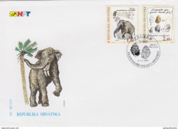 Croatia 1997,  Prehistoric Animals, FDC, Elephant, Snail - Fossielen