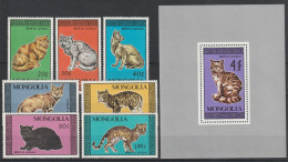 1987 Mongolia Cats Set And Souvenir Sheet (** / MNH / UMM) - Domestic Cats
