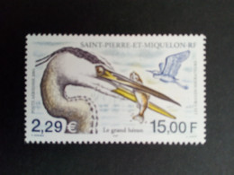 SAINT-PIERRE ET MIQUELON MI-NR. 829 POSTFRISCH(MINT) ZUGVÖGEL 2001 GRAUREIHER - Unused Stamps