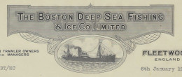 1930 NAVIGATION PECHE « The Boston Deep Sea Fishing & Ice Co Ltd » Fleetwood England Navire Hungarian Pour Arcachon - United Kingdom