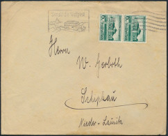 Dt. Reich Brief 673 MEF Senkr. Paar Werbe-St. Benutzt Die Kraftpost N. Schipkau - Lettres & Documents