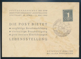 Bund Sonderkarte Der Post Sonderschau Der Berufskundlichen Ausstellung Stuttgart - Briefe U. Dokumente