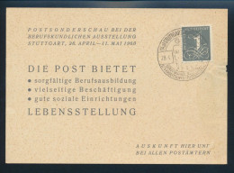 Bund Sonderkarte Der Post Sonderschau Der Berufskundlichen Ausstellung Stuttgart - Lettres & Documents