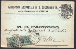 CHIUSI (SIENA) - 1921 - CARTOLINA INTESTATA - PARROCCHIA ARCIPRETALE DI S.SECONDIANO (INT690) - Magasins
