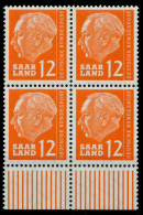 SAAR OPD 1957 Nr 387 Postfrisch VIERERBLOCK URA X799ABA - Ungebraucht