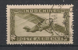 INDOCHINE - 1933-38 - Poste Aérienne PA N°YT. 8A - Avion 37c Olive - Oblitéré / Used - Gebruikt