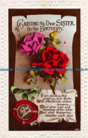 R162053 Greetings My Dear Sister On Her Birthday. Roses. RP. 1938 - Monde