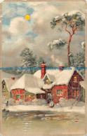 R162090 Old Postcard. Winter Scne. House And Snow - Monde