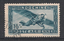 INDOCHINE - 1942-44 - Poste Aérienne PA N°YT. 27 - Avion 15c Bleu-vert - Oblitéré / Used - Gebruikt