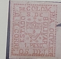 O) 1866 COLOMBIA,  BOLIVAR, ORIGINALLY A STATE,  DEPARMENT OF THE REPUBLIC OF COLOMBIA, FIVE STARS BELOW SHIELD,  SCT  3 - Colombie