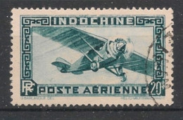 INDOCHINE - 1949 - Poste Aérienne PA N°YT. 46 - Avion 20pi Bleu-vert - Oblitéré / Used - Gebraucht