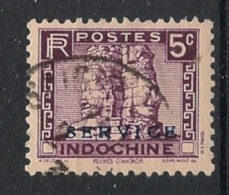 INDOCHINE - 1933 - Service N°YT. 5 - Angkor 5c Lilas - Oblitéré / Used - Used Stamps
