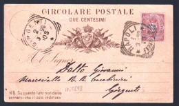 NAPOLI  - 1898 - CARTOLINA INTESTATA - QUAGLIOLO E FIGLI - FORNITURE MILITARI (INT698) - Shops