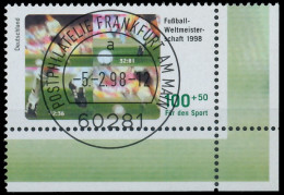 BRD BUND 1998 Nr 1968 Zentrisch Gestempelt ECKE-URE X557E66 - Oblitérés