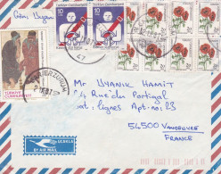 Turquie--1987--lettre ERZURUM Pour VENDEUVRE -54  (France)..composition De Timbres (fleurs,tableau), Cachet - Lettres & Documents
