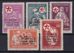 TURKEY 1956 - MNH - Mi 215, 216, 217, 219, 221 - Charity Stamps