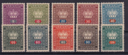LIECHTENSTEIN 1950 - MNH - ANK 35y-44y - Complete Set - Dienstsache - Dienstmarken