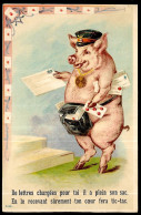 CPA Fantaisie Cochons - COCHON FACTEUR ** Animaux Humanisés - Poste - Schweine