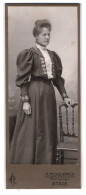 Fotografie H. Pickenpack, Stade, Portrait Dame Im Biedermeierkleid Mit Hochsteckfrisur  - Anonymous Persons