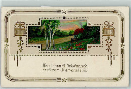 39166241 - Biedermeier Art Golddruck Landschaft Passepartout AK - Autres & Non Classés