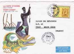 Côte D'Ivoire-1985--lettre Illustrée De YAMOUSSOUKRO Pour MELUN -77  (France).timbre ZONTA Seul Sur Lettre , Cachet - Côte D'Ivoire (1960-...)