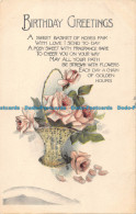 R162381 Birthday Greetings. Roses In Basket. Tuck - World