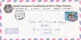 Côte D'Ivoire-1985--lettre De ABIJAN Pour MAINCY -77  (France).timbre Insecte Seul Sur Lettre , Cachet--SITBA --bois - Côte D'Ivoire (1960-...)