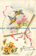 R162933 Old Postcard. Hand Fan. Birds And Flowers. 1906 - Monde
